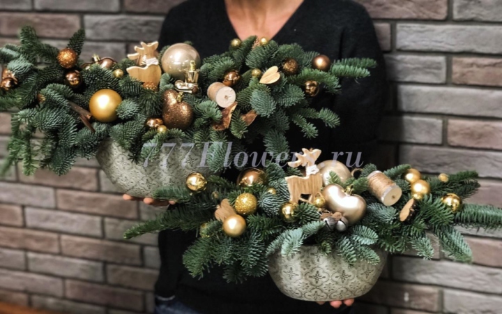 №7015 - Новогодняя интерьерная пара - фото 777flowers