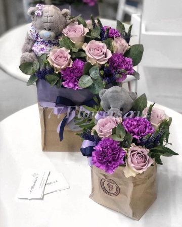 №5417 - Декоративный мешочек Mini серии FlowerBox в сиреневом цвете - фото 777flowers