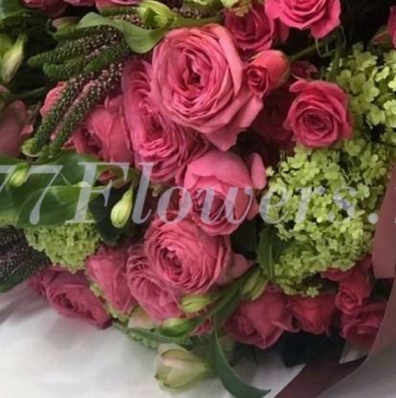 №1120 - Пышный букет с пионовидными розами - фото 777flowers