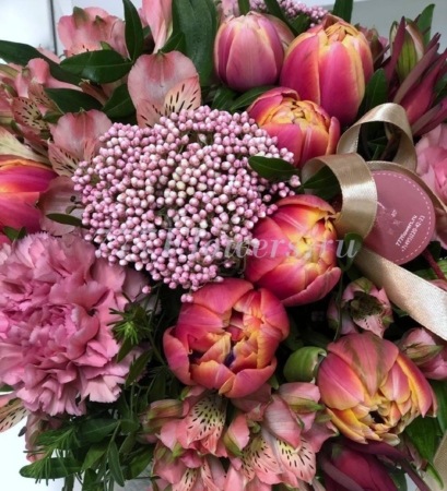 №4037 - Композиция с тюльпанами в керамическом кашпо - фото 777flowers