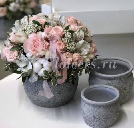 №4038 - Интерьерная композиция в нежном розовом цвете  - фото 777flowers